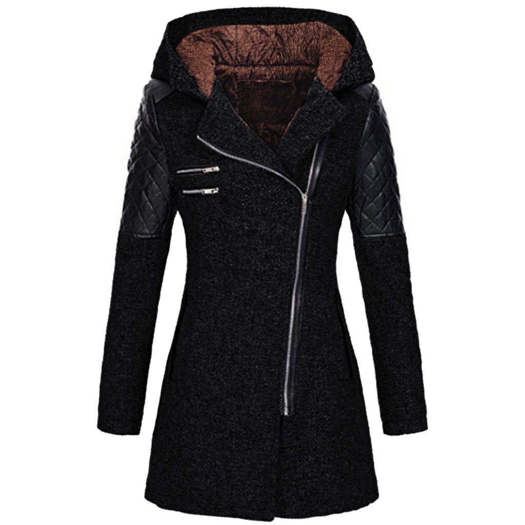 Eszter | Hooded Asymmetrical Zip Long Sleeve Coat