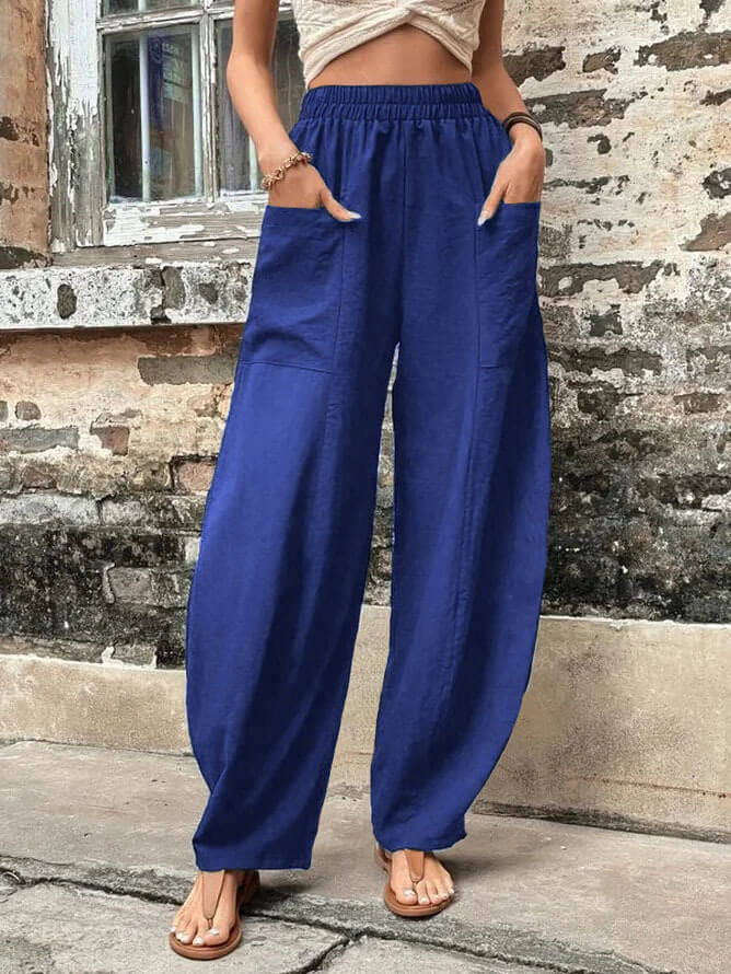 Salomee | Wide Leg Elastic Waist Pocket Pants