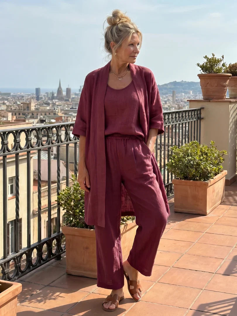 Amberley | Pant Set With Long Open Layer