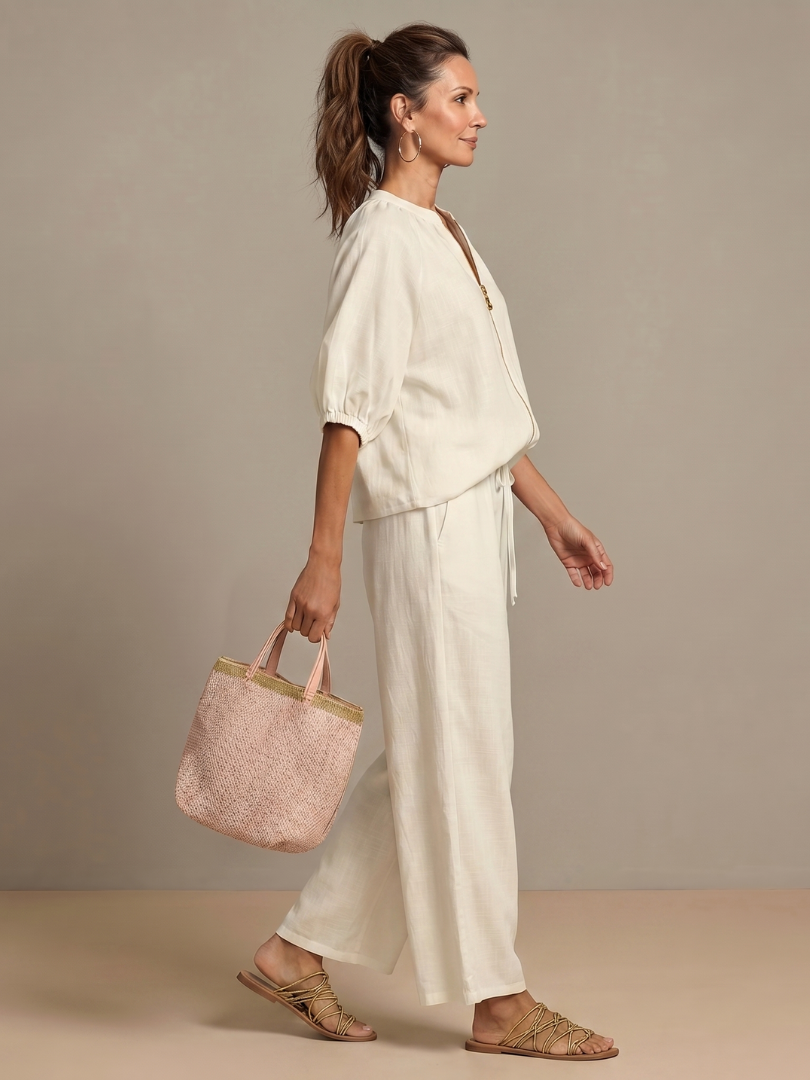 Sharina | Zip Front Wide Leg Pant Set