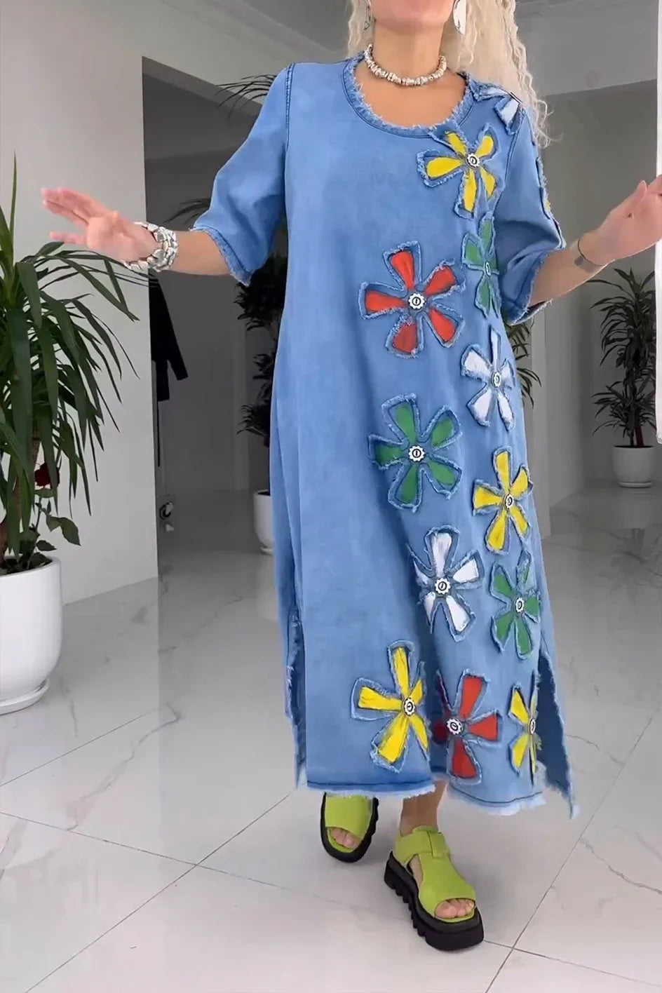 Jiella | Casual Floral Pattern Midi Dress