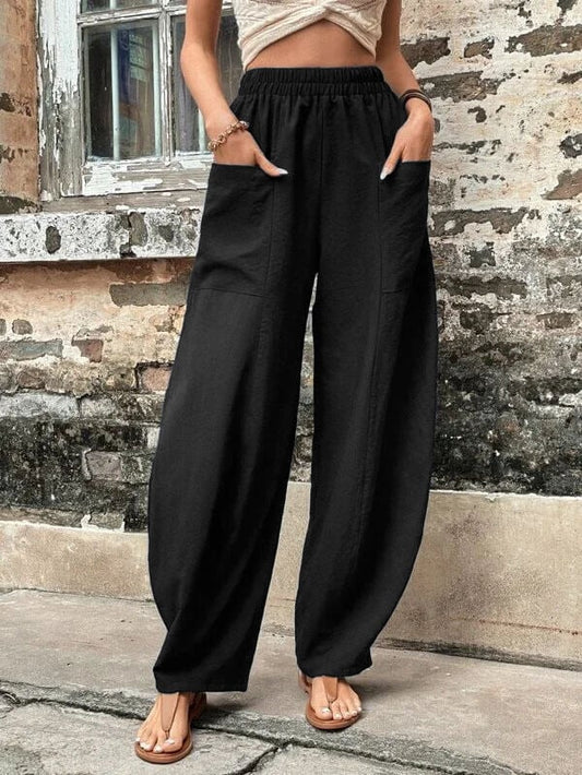Salomee | Wide Leg Elastic Waist Pocket Pants