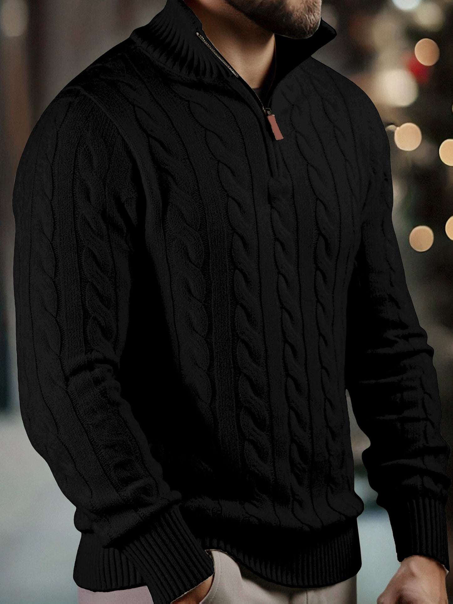 Vasyl | Sweater Cable Knit Quarter-Zip Long Sleeve