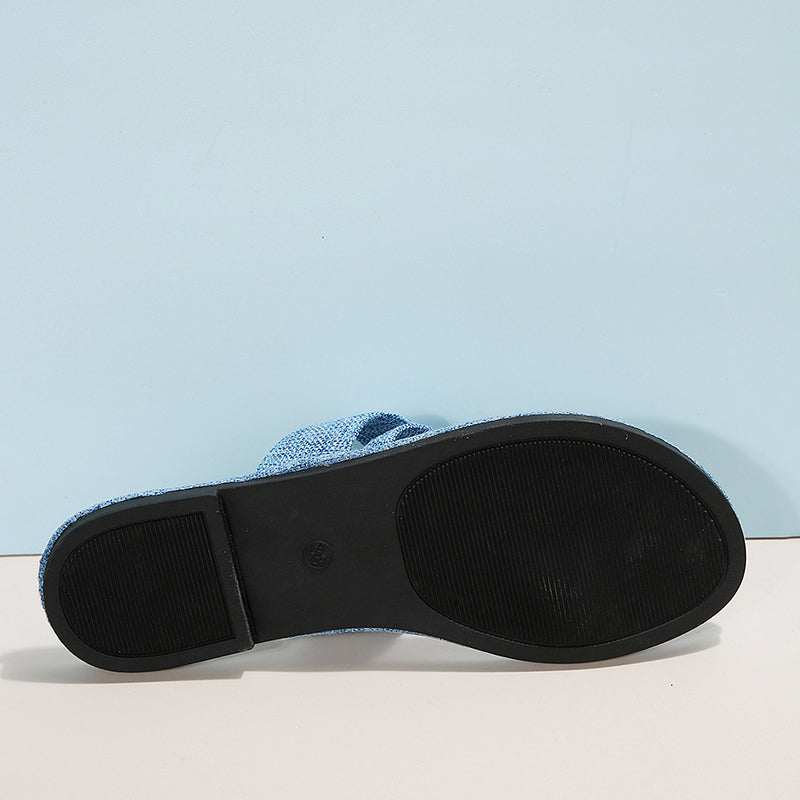 Warona | Blue Strappy Toe Loop Sandals