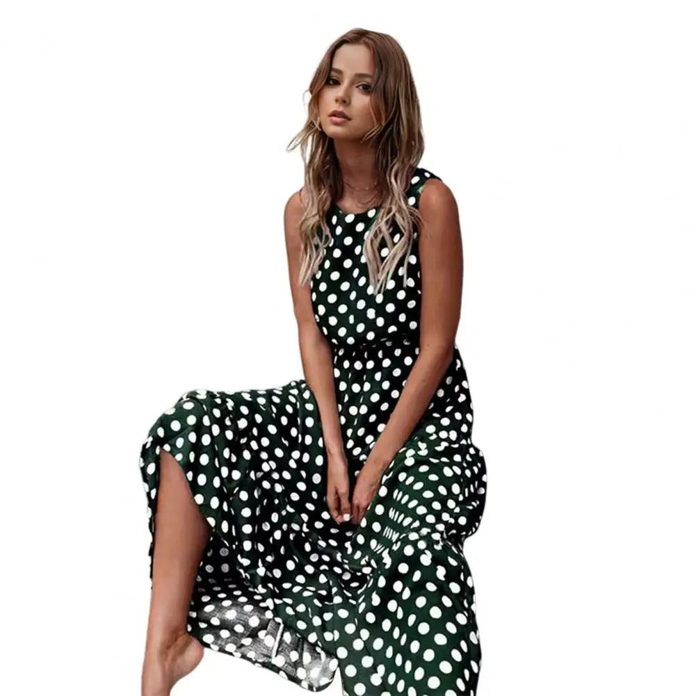 Laressa | Polka Dot Sleeveless Midi Dress