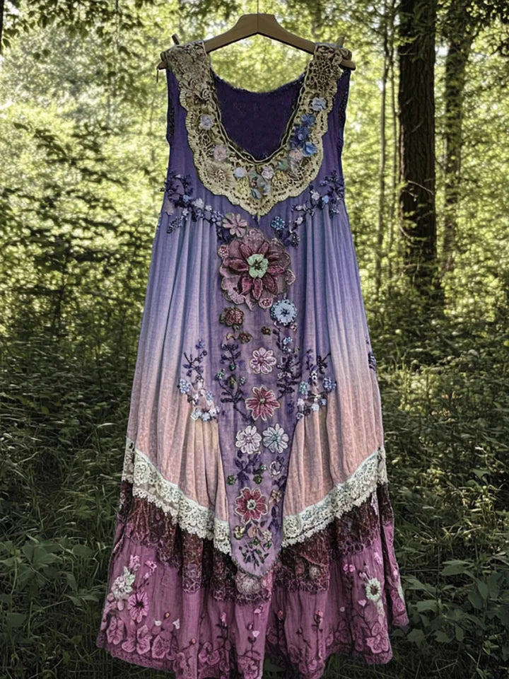 Evabella | Patchwork Floral Sleeveless Tank Maxi Dress