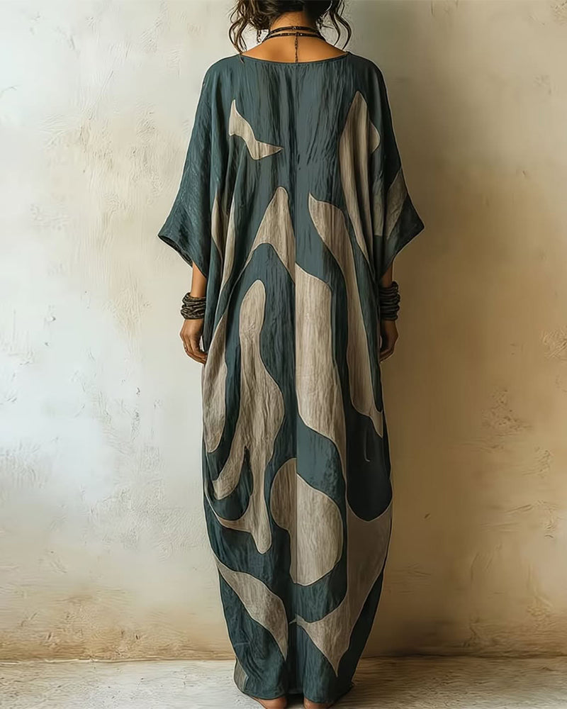 Briina | V-Neck Abstract Pattern Maxi Dress