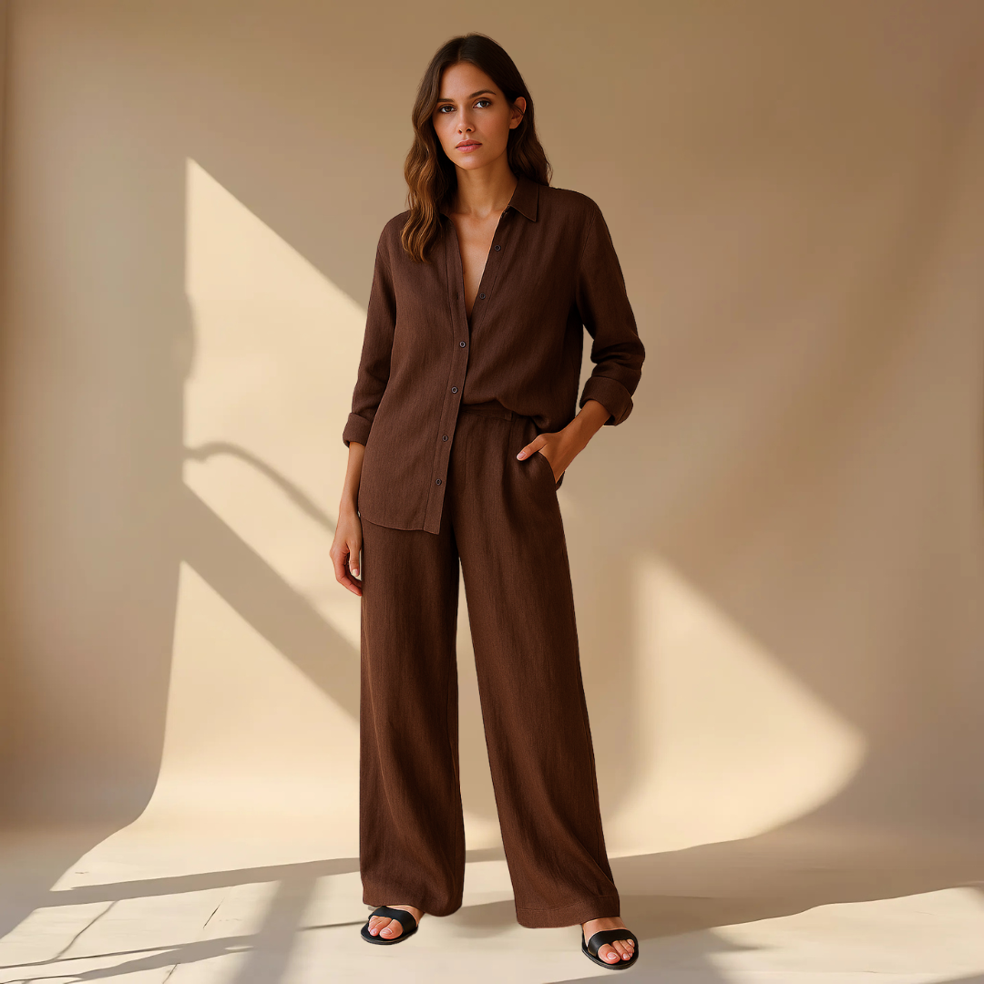 Ashleigh | Wide Leg Shirt and Pants Set