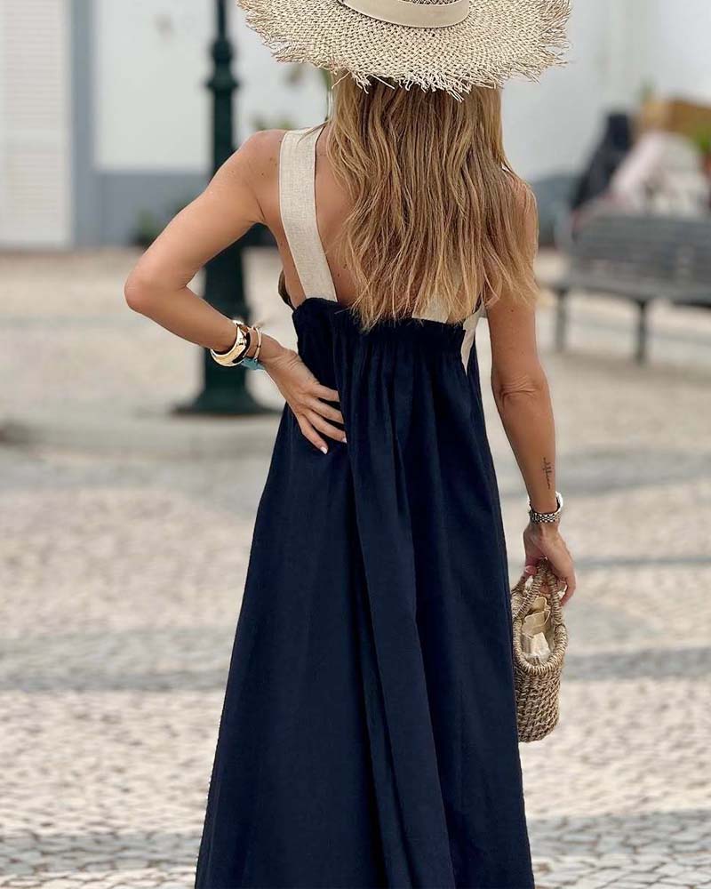 Giana | Sleeveless Cross Halter Maxi Dress
