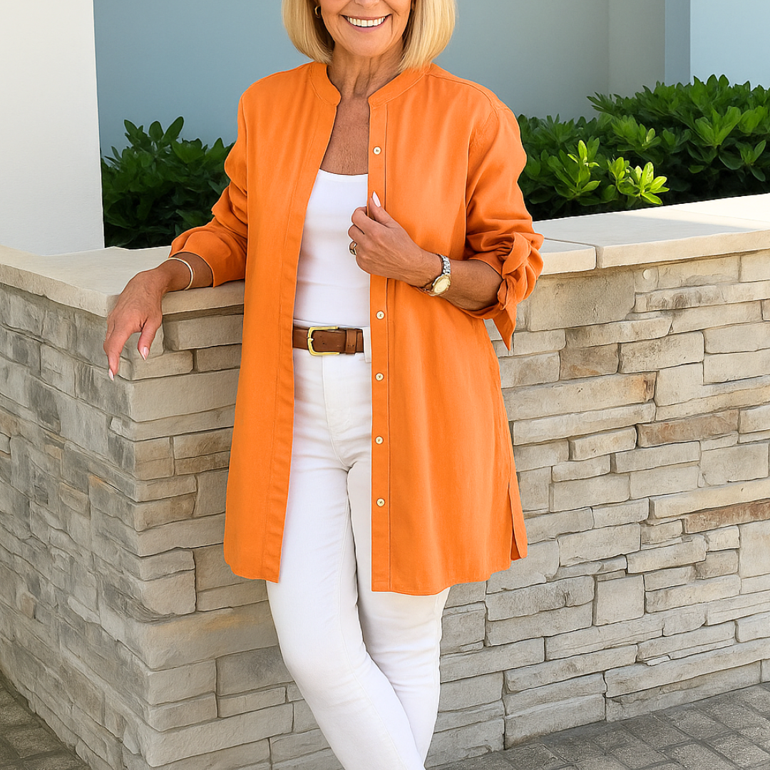 Blakely | Long Sleeve Button Front Tunic Shirt