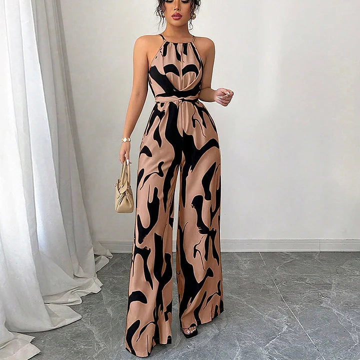 Jorinda | Wide Leg Backless Printed Jumpsuit