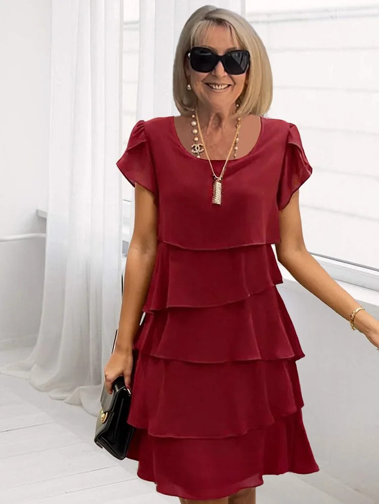 Ashfi | Tiered Flutter Sleeve Midi Dress