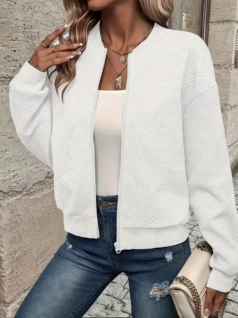 Juanita | Textured Zip-Up Long Sleeve Jacket