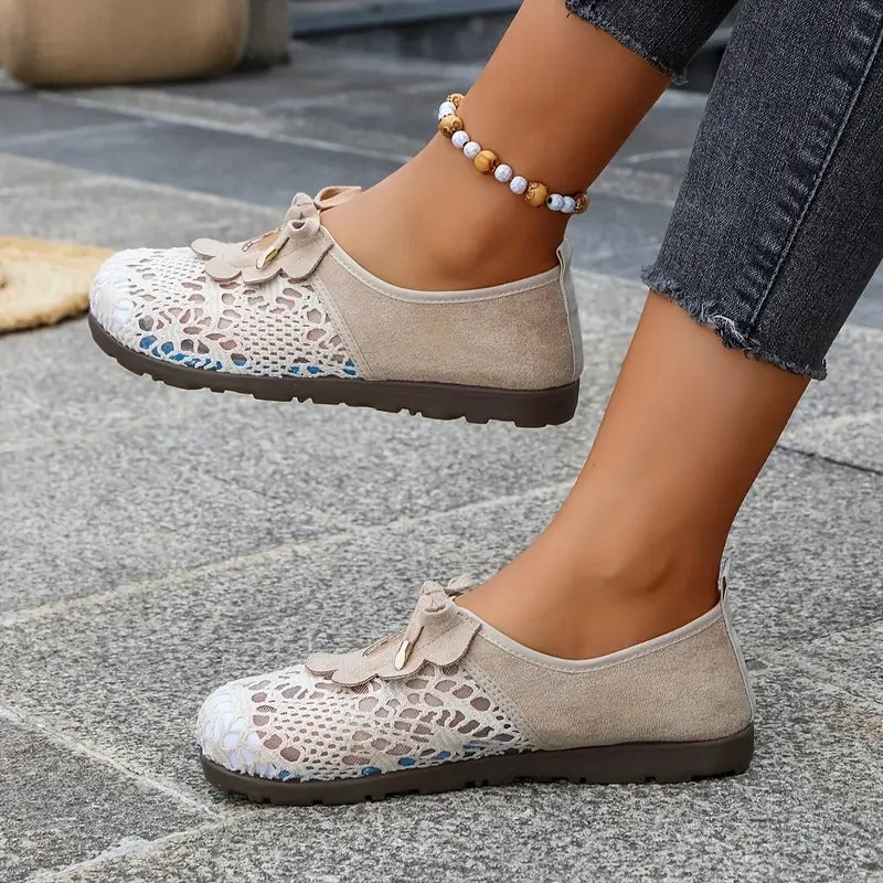 Danika | Black Floral Cutout Slip-On Shoes