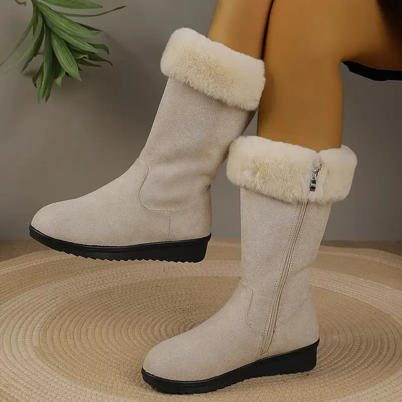 Neah | Boots with Faux Fur Cuff and Zipper