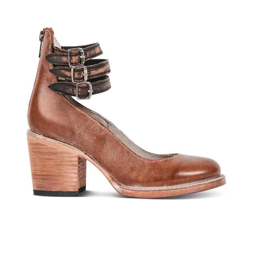 Steffie – Wooden Block Heel Ankle Strap Pumps