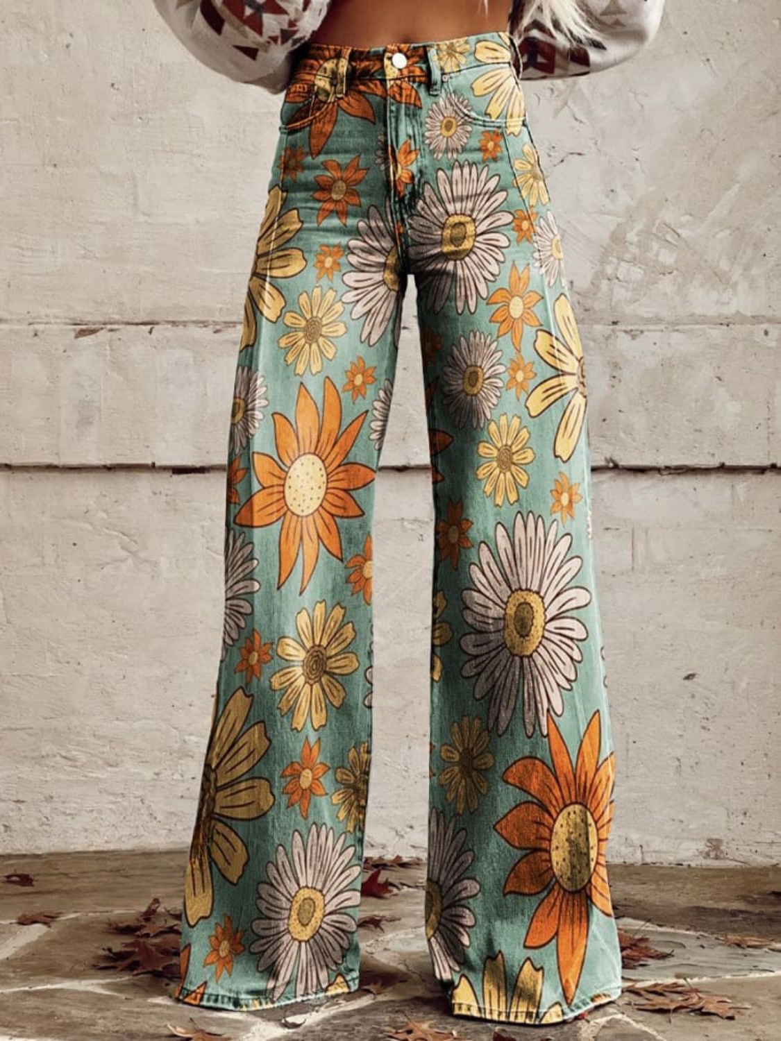 Cirilla | Wide-Leg Floral Print High-Waist Pants