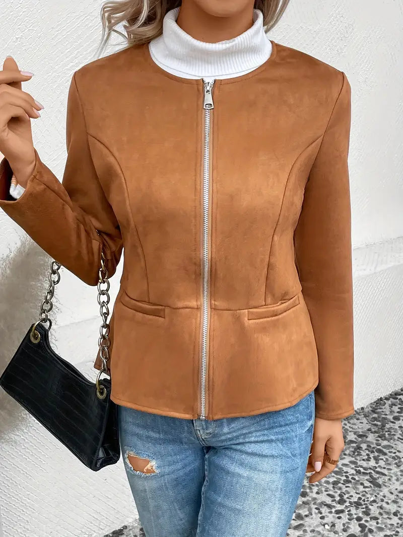 Roksana | Jacket with Round Neck and Zip Closure