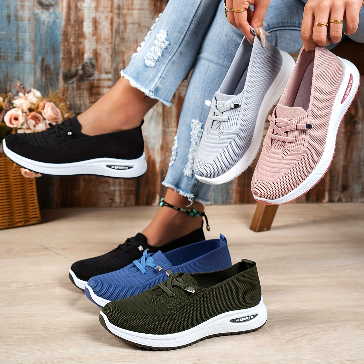 Olympe | Mesh Slip-On Walking Sneakers