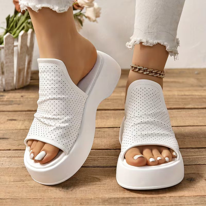 Sofya | Platform Open-Toe Slip-On Wedge Slippers