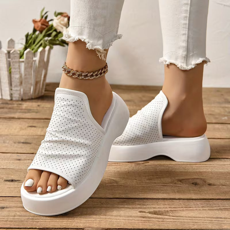 Sofya | Platform Open-Toe Slip-On Wedge Slippers
