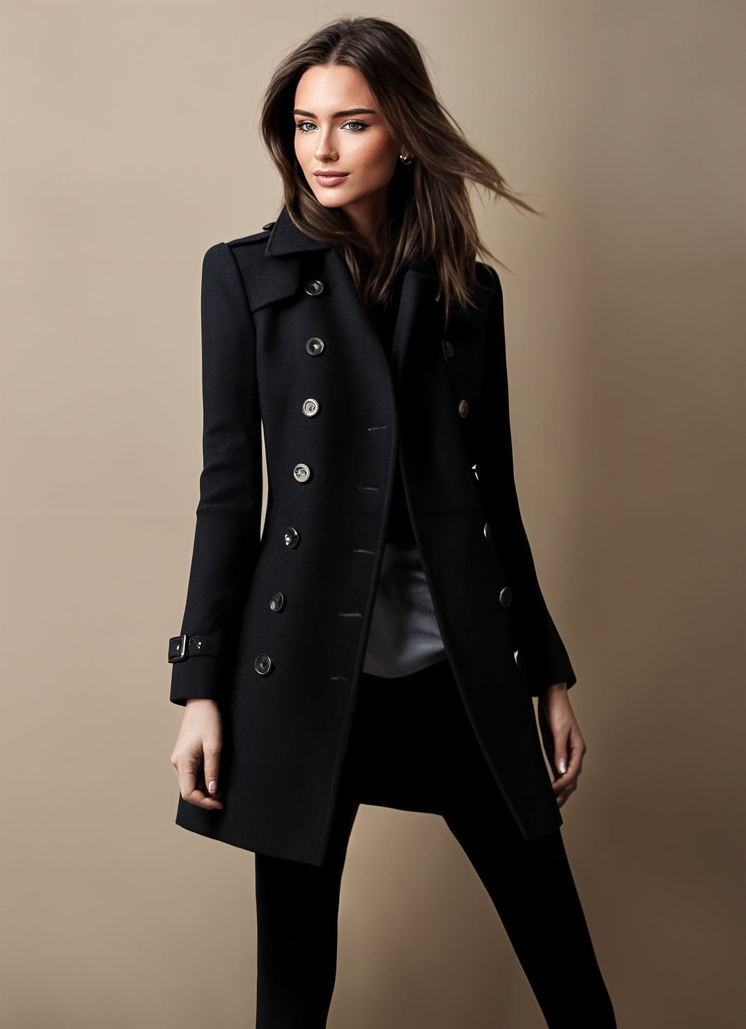 Lya | Long Structured Coat with Button Detail