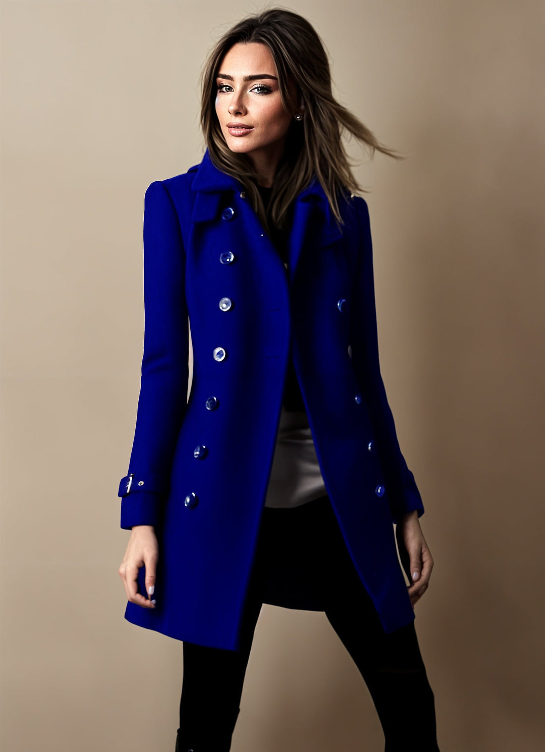 Lya | Long Structured Coat with Button Detail
