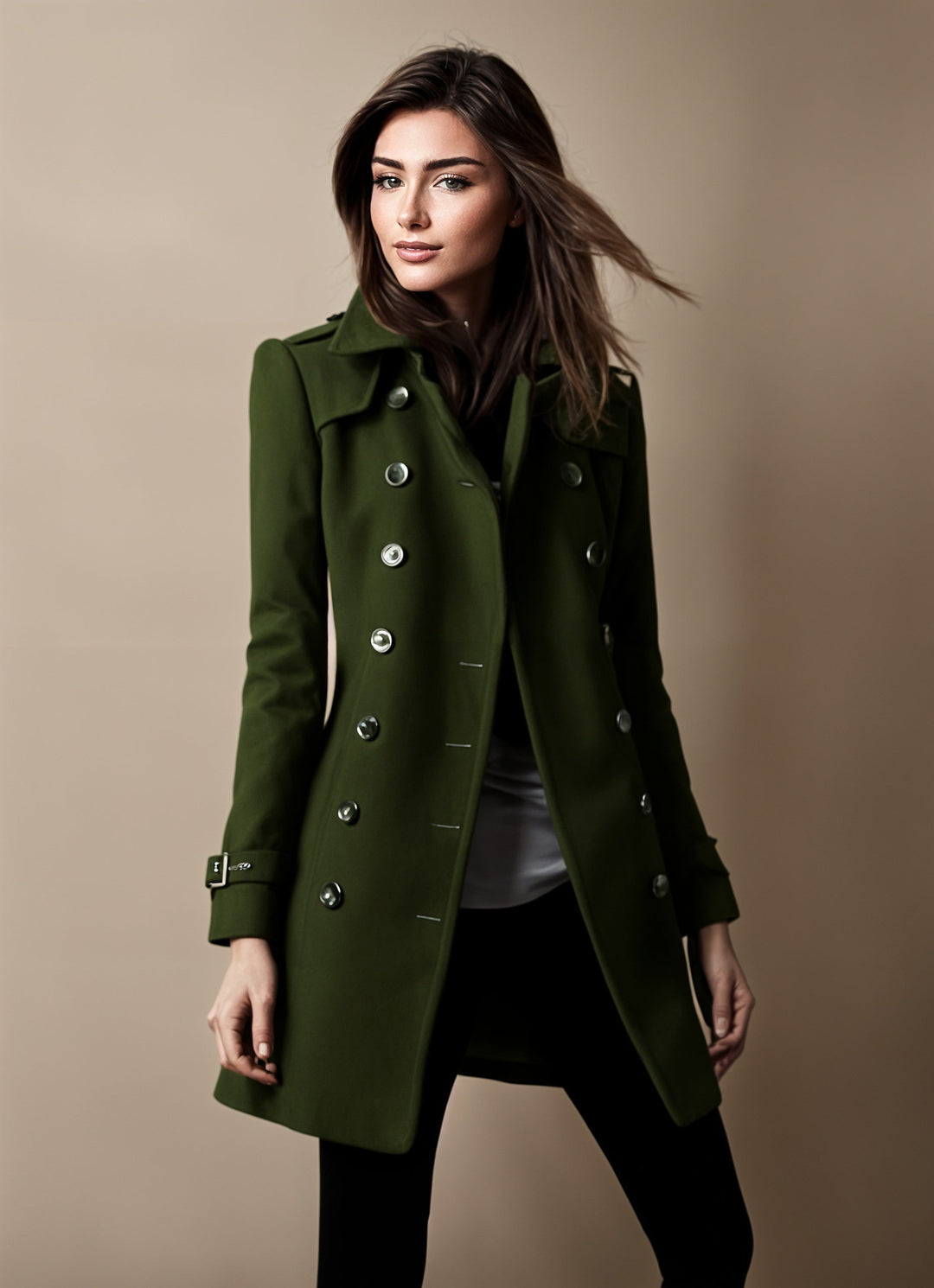 Lya | Long Structured Coat with Button Detail