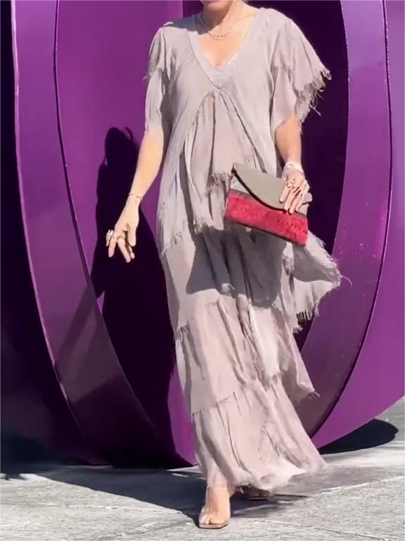 Carlijn | V-Neck Ruffle Maxi Dress Flutter Sleeve