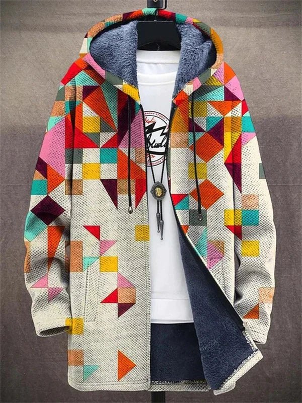 Willem | Hooded Jacket Colorful Geometric Print