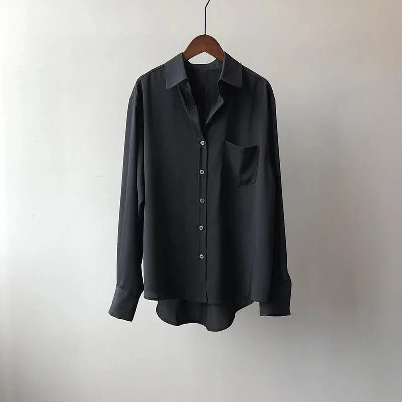 Nathan | Contrast Collar Relaxed Button Front Shirt