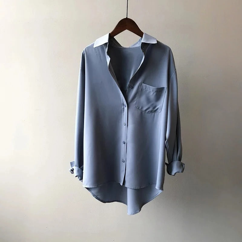 Nathan | Contrast Collar Relaxed Button Front Shirt