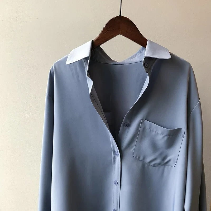 Nathan | Contrast Collar Relaxed Button Front Shirt
