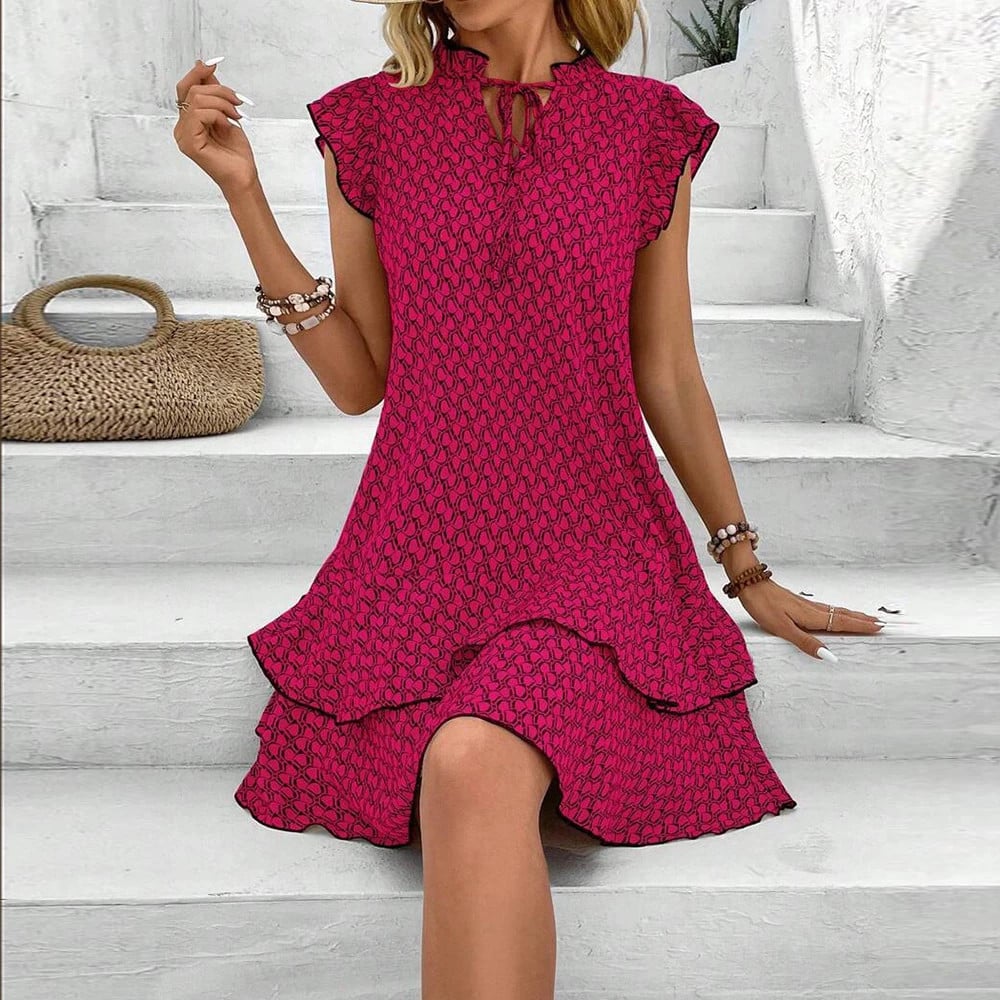 Anette | Flutter Sleeve Printed Tiered Mini Dress