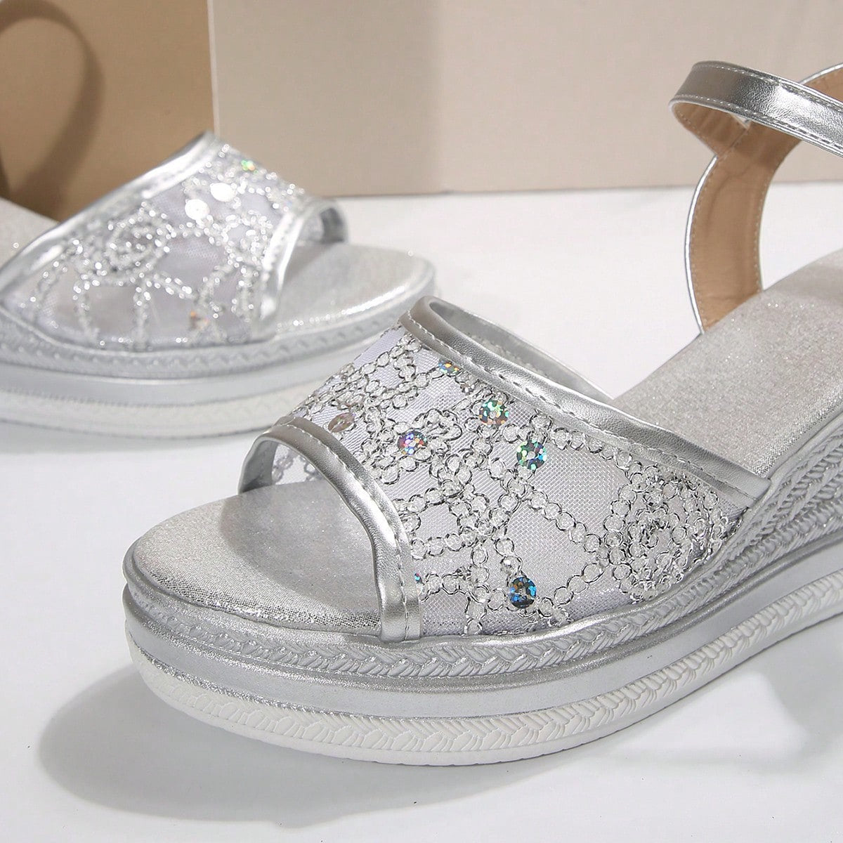 Cara | Wedge Sandals With Lace Strap