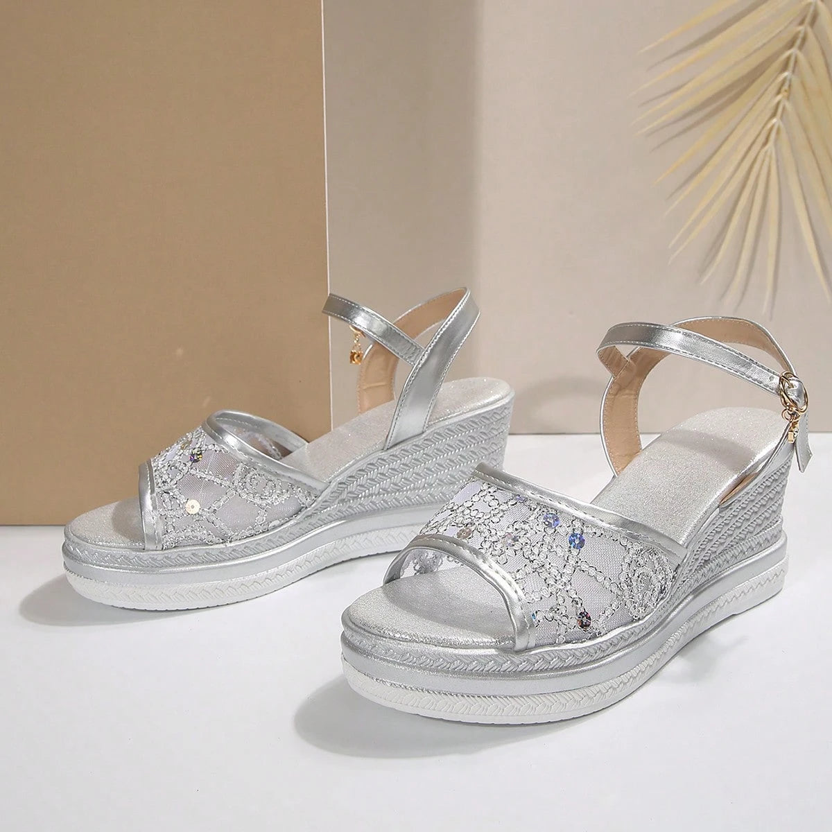 Cara | Wedge Sandals With Lace Strap