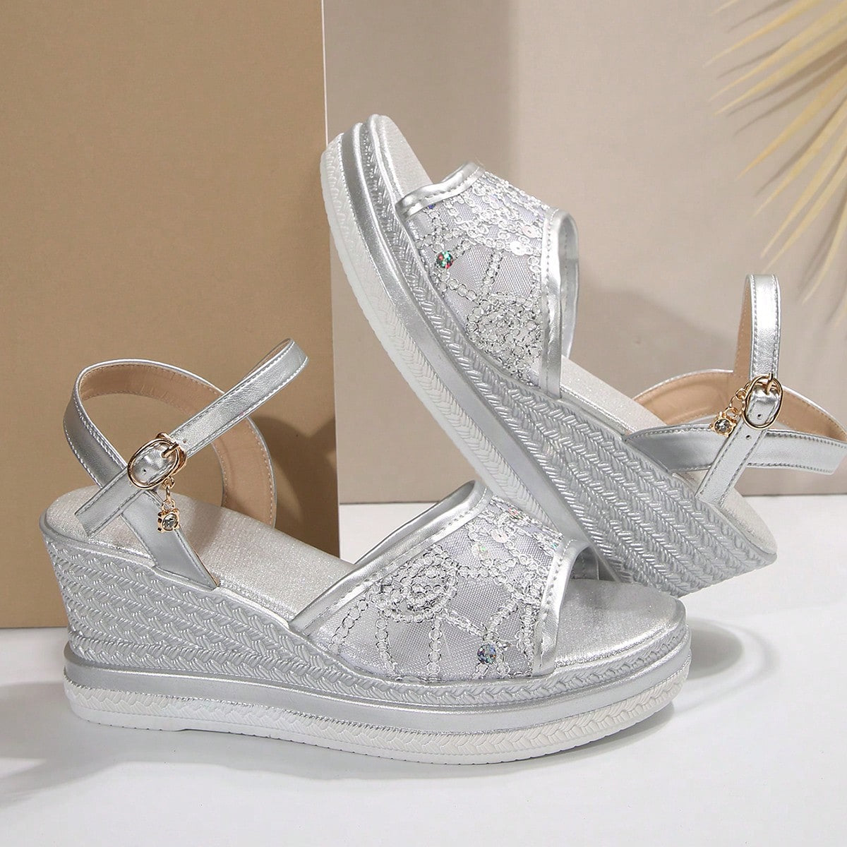 Cara | Wedge Sandals With Lace Strap