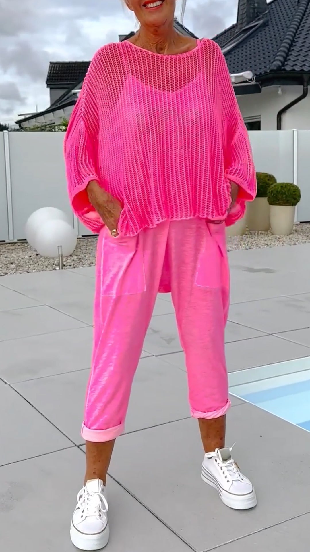Spanou | Mesh Knit Top Pant Set