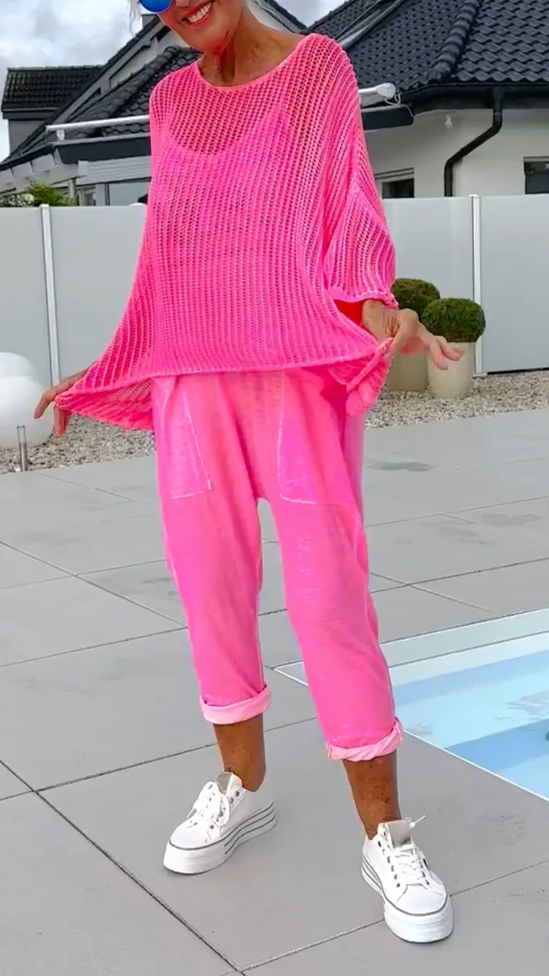 Spanou | Mesh Knit Top Pant Set
