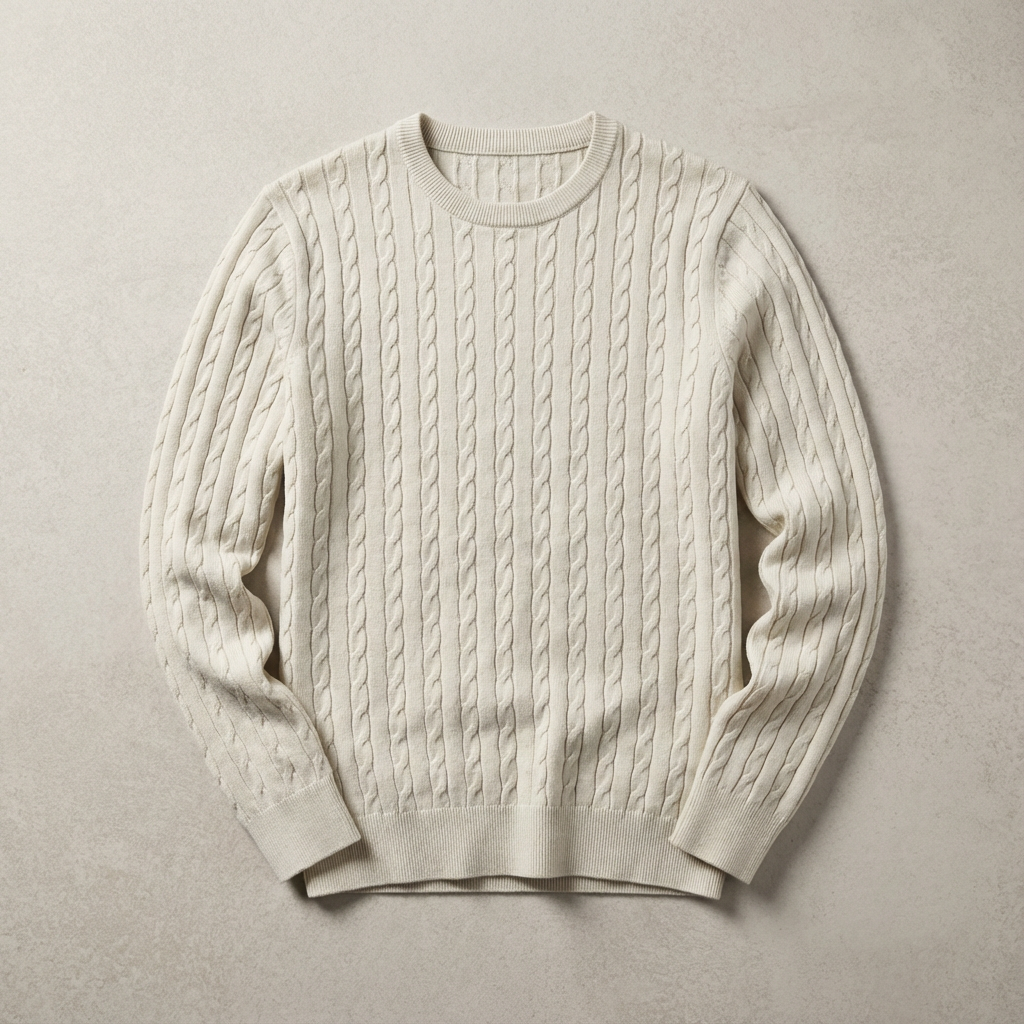 Adolf | Sweater With Cable Knit and Crew Neck