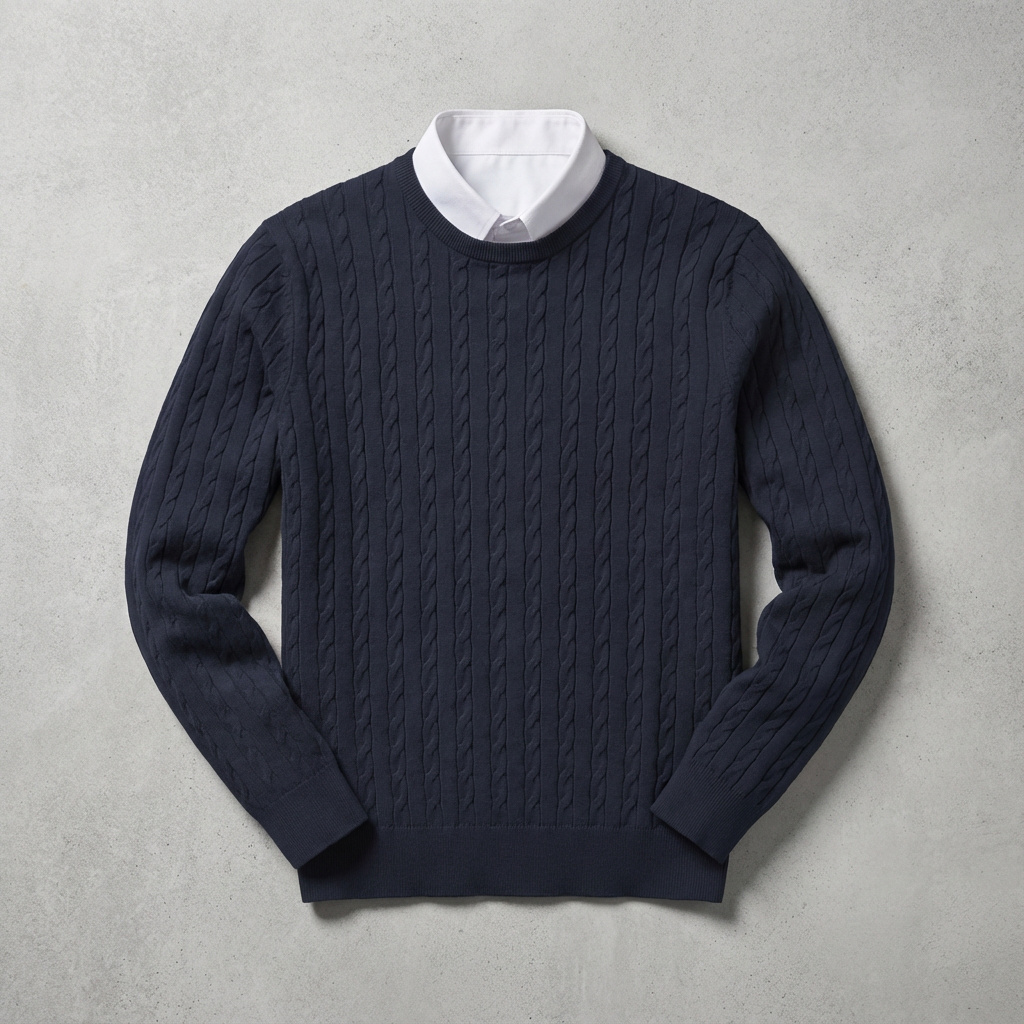 Adolf | Sweater With Cable Knit and Crew Neck
