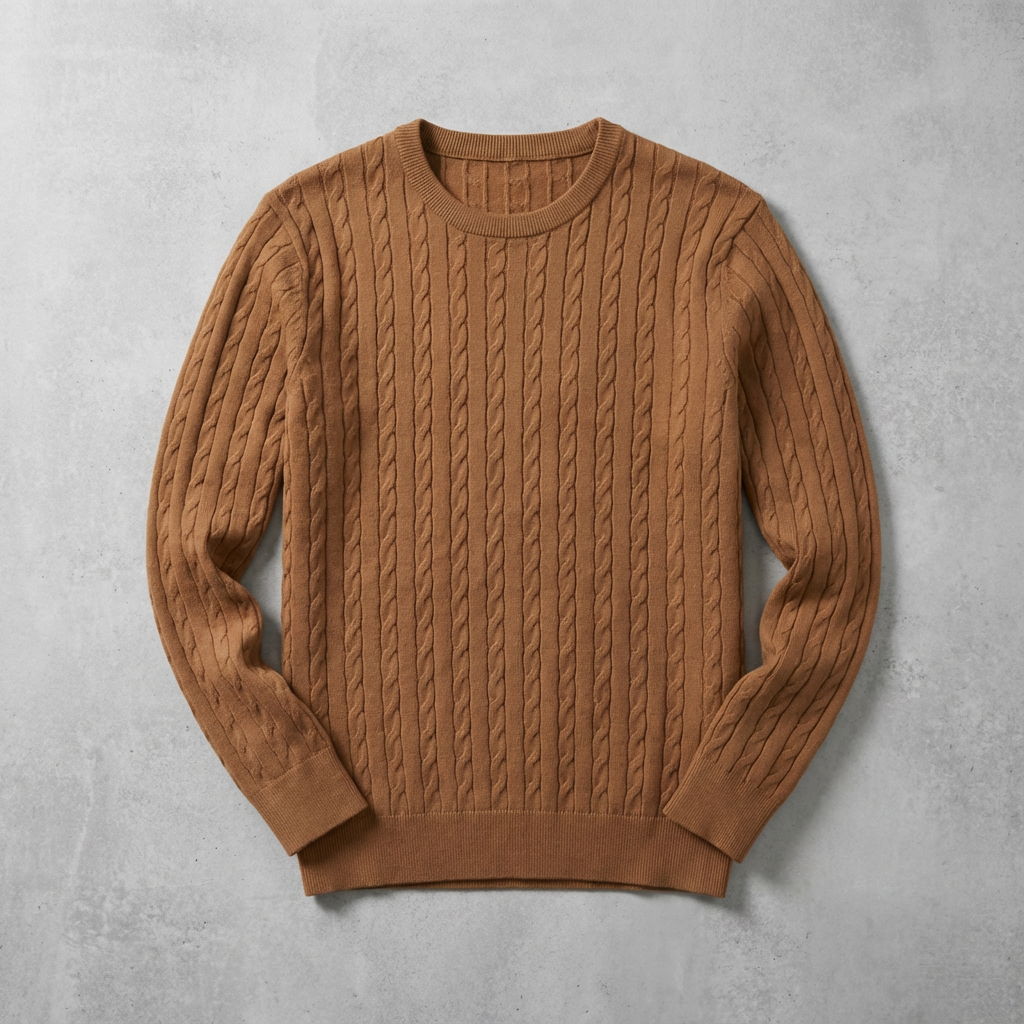 Adolf | Sweater With Cable Knit and Crew Neck