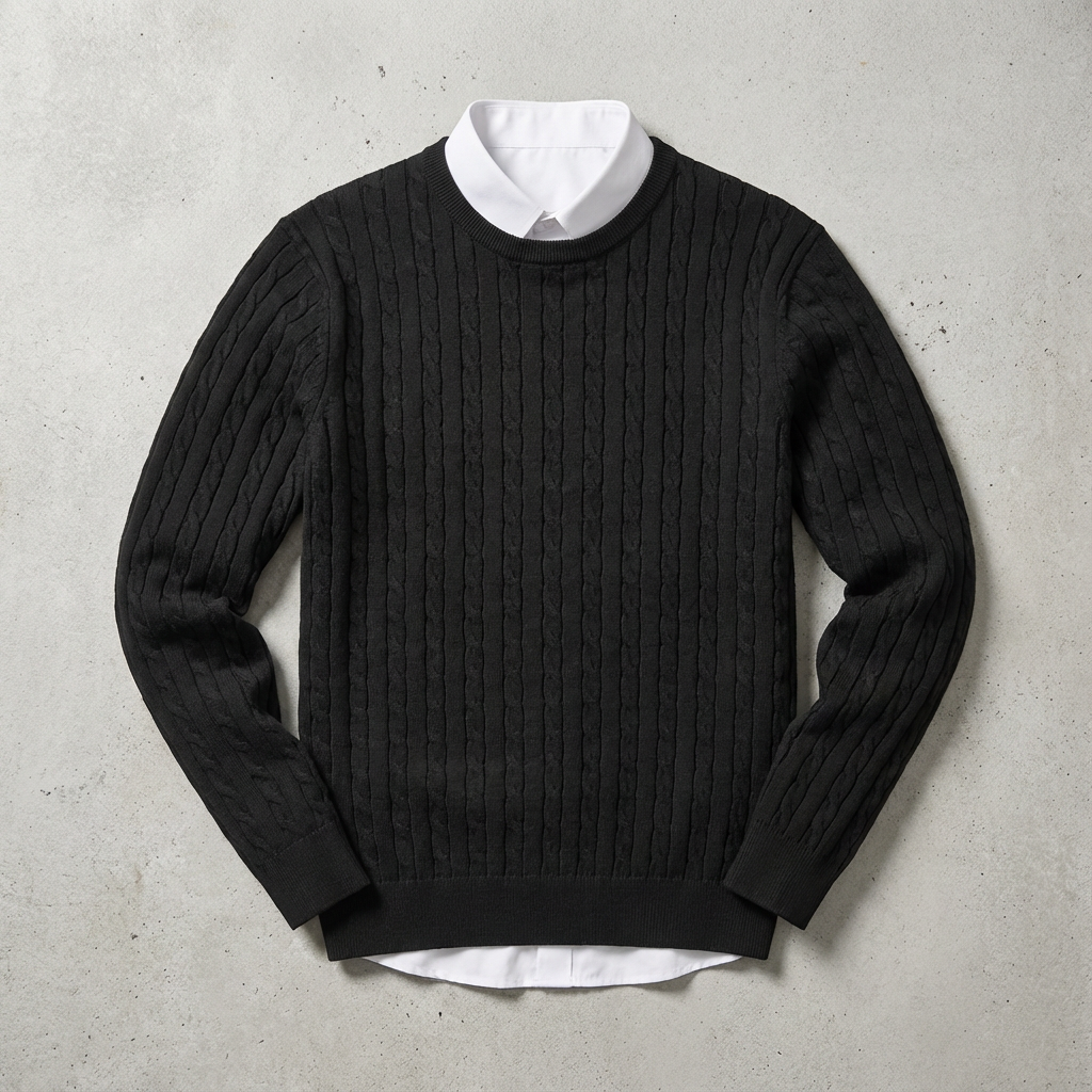 Adolf | Sweater With Cable Knit and Crew Neck