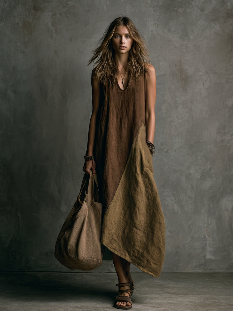 Tylissa | Sleeveless V-Neck Asymmetrical Midi Dress