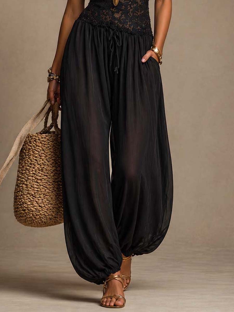 Natya | Jumpsuit Black Lace Bodice Harem Pants