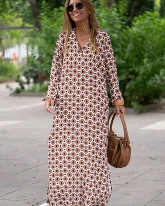 Rivka | Flowy Printed Long Sleeve Maxi Dress