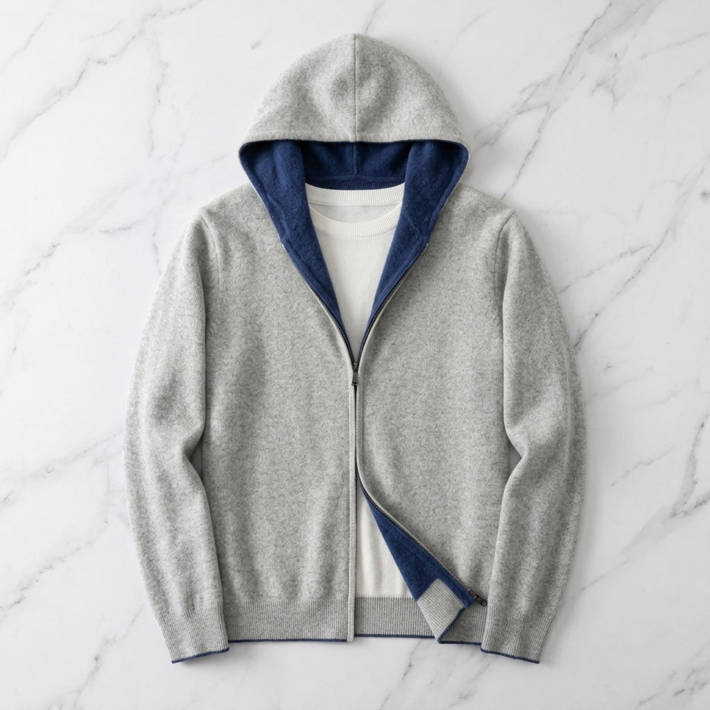 Delfina | Hoodie With Contrast Interior and Ribbed Trim