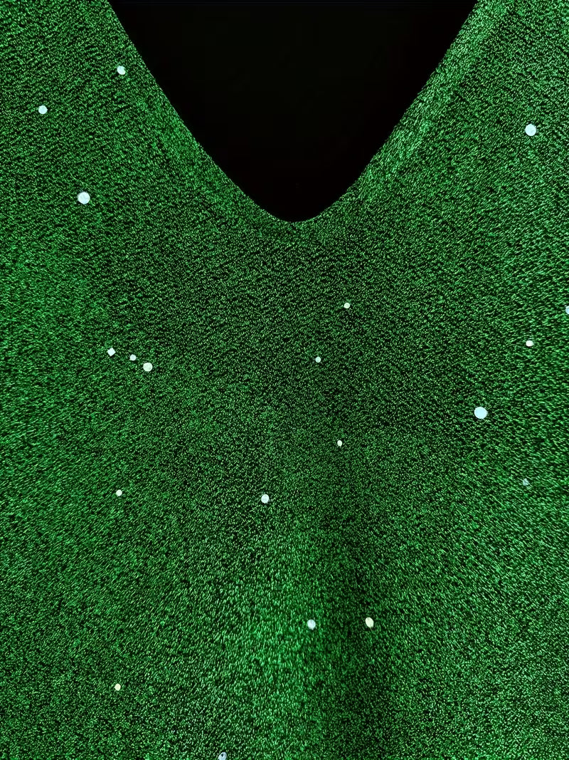 Eglantina | Sequin V Neck Long Sleeve Dress