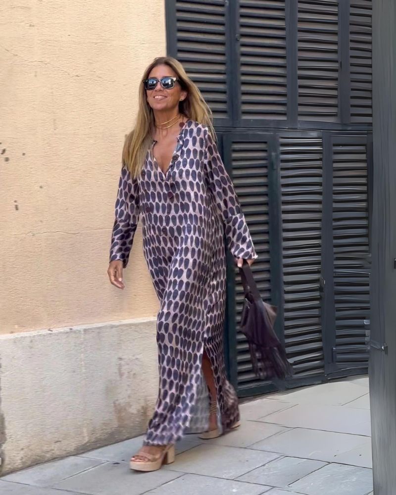 Rivka | Flowy Printed Long Sleeve Maxi Dress