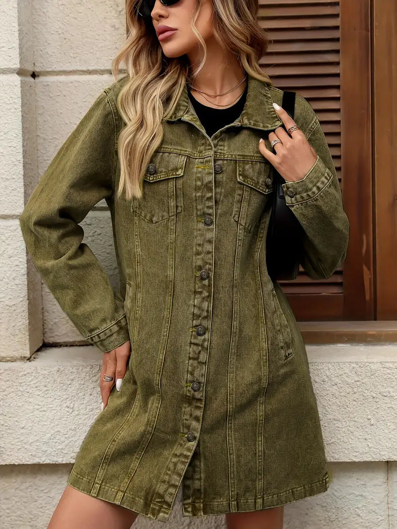 Tacie | Denim Long Sleeve Button-Front Jacket